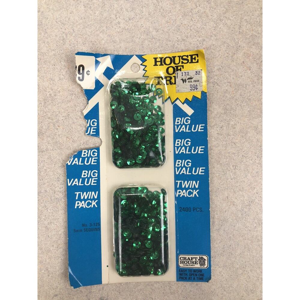 Vintage Green Glitter Sequins House Of Trim Craft House 5mm No 3-125‎